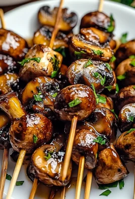Grilled Balsamic Garlic Mushroom Skewers
