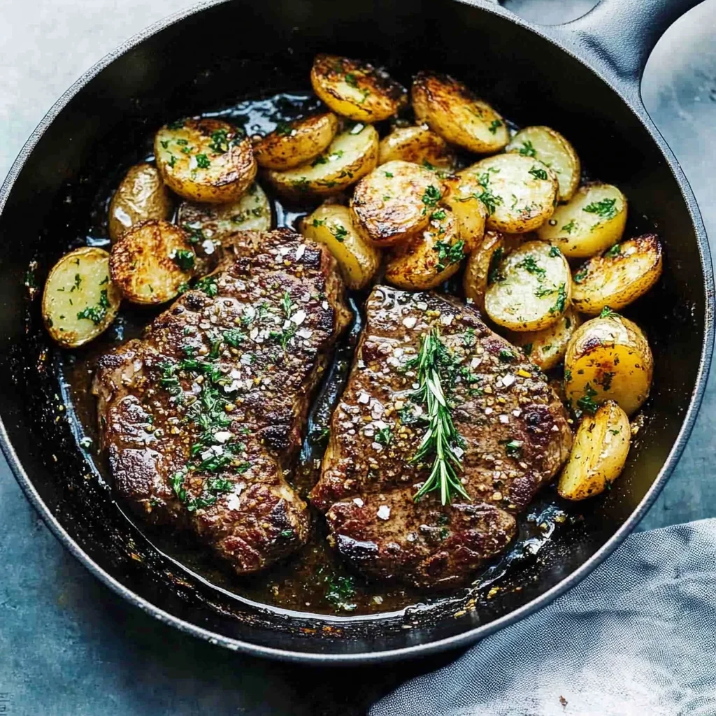 Garlic Rosemary Steak and Potatoes Skillet