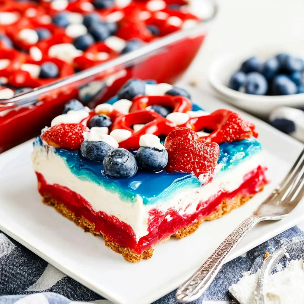 Red White and Blue Pretzel Salad