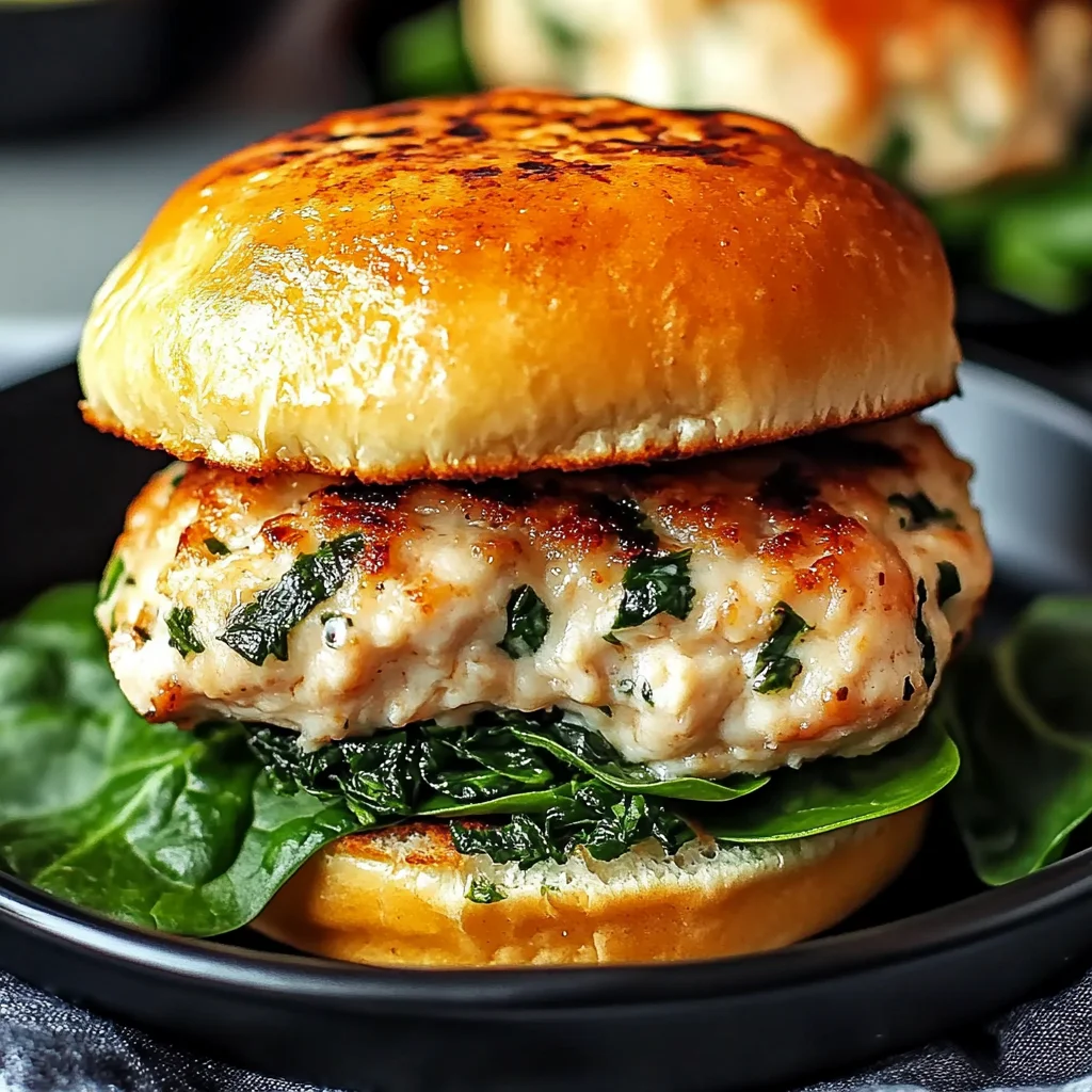 White Cheddar Spinach Chicken Burgers
