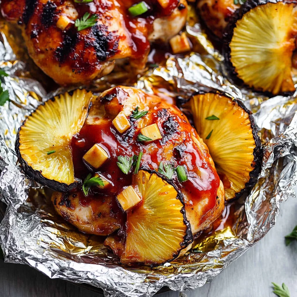 Grilled Hawaiian Barbecue Chicken in Foil