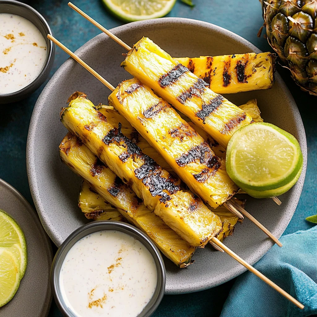 Grilled Pineapple with Coconut Vanilla Extract (Alcohol-Free) Sauce
