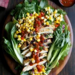 Grilled Romaine, Corn and Chicken Salad with Salsa Dressing