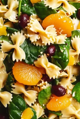Mandarin Pasta Spinach Salad with Teriyaki Dressing
