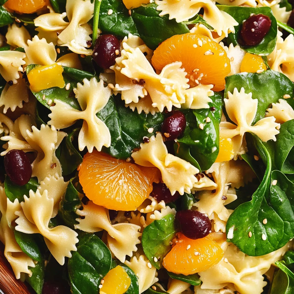 Mandarin Pasta Spinach Salad with Teriyaki Dressing