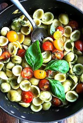 Orecchiette with Cherry Tomatoes, Mozzarella & Basil Pesto