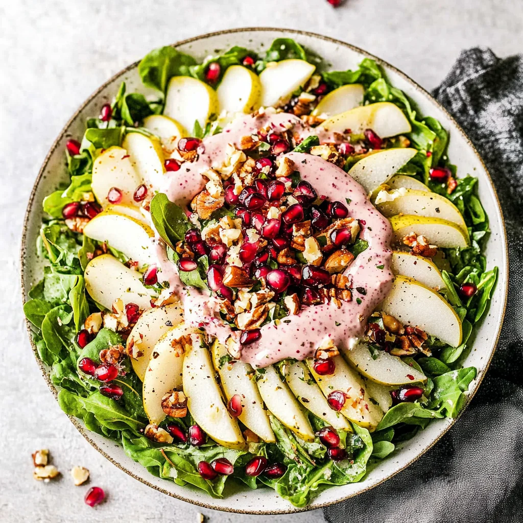 Pear Salad with Creamy Pomegranate Dressing