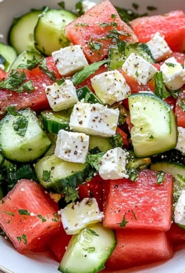 SIMPLE Watermelon + Cucumber + Feta Salad