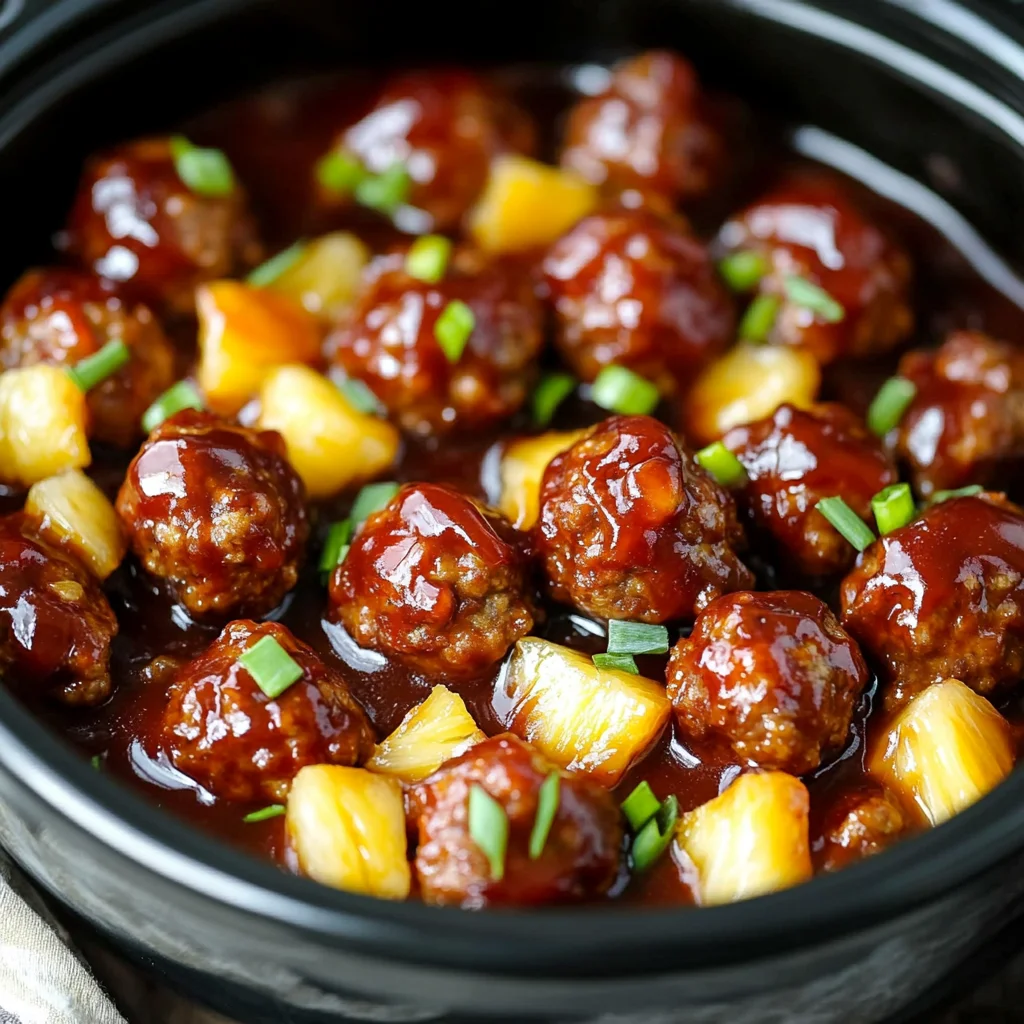 Slow Cooker Pineapple Barbecue Meatballs