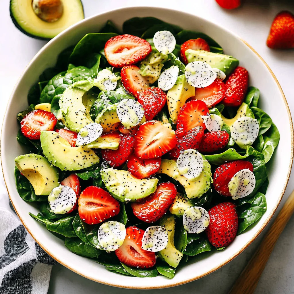 Strawberry Avocado Spinach Salad with Poppyseed Dressing