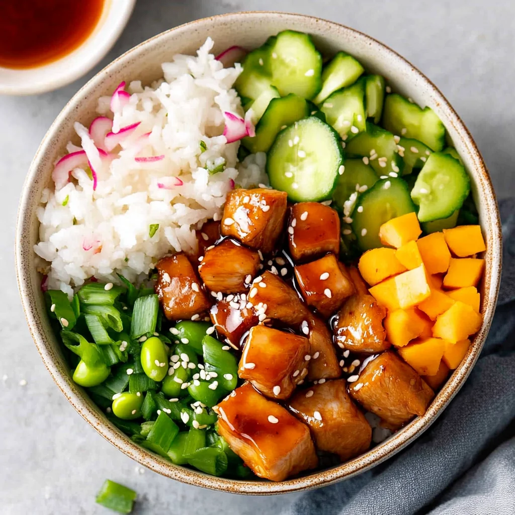 Teriyaki Chicken Poke Bowls