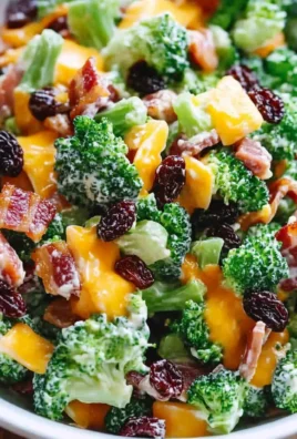 Broccoli Turkey Bacon Salad with Raisins and Cheddar Cheese