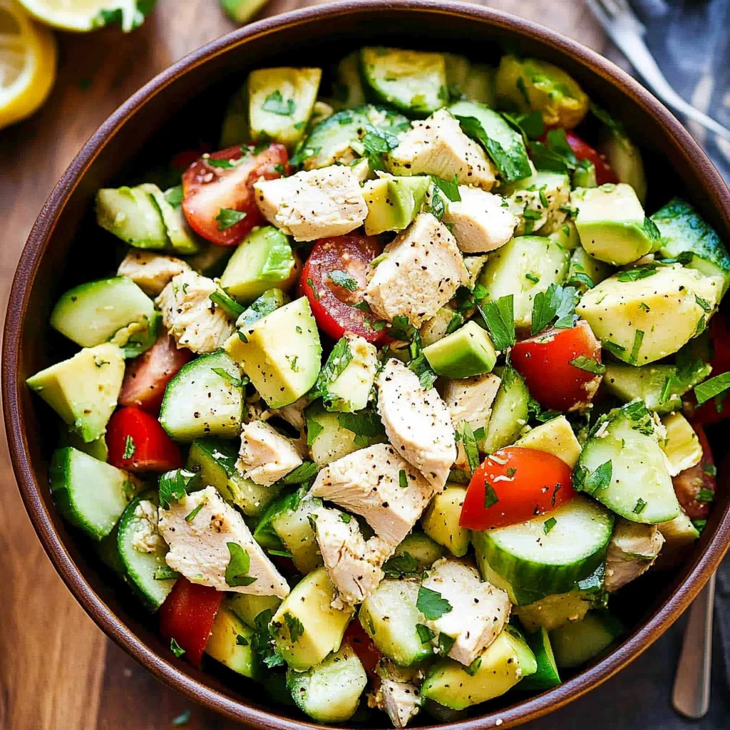 Chicken Cucumber Avocado Salad (NO COOK)