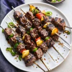 Grilled Asian Garlic Steak Skewers