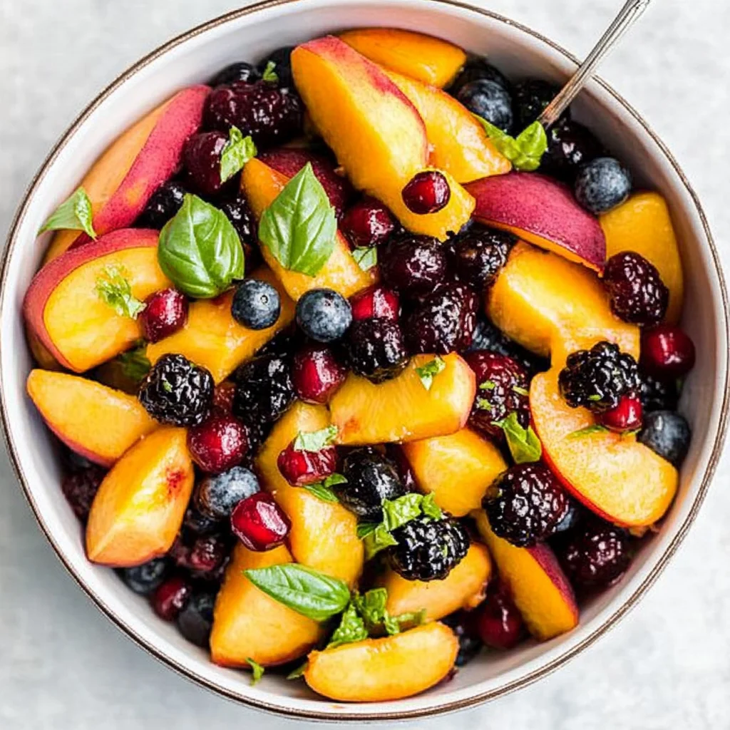 Honey Lime Basil Peach Fruit Salad