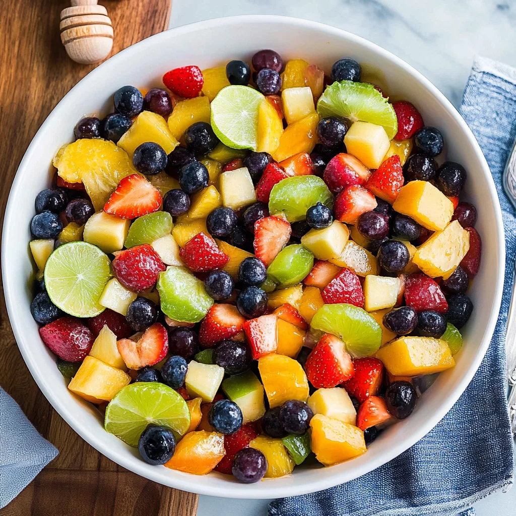Honey Lime Rainbow Fruit Salad