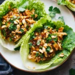 Peanut Chicken Lettuce Wraps with Ginger Garlic Sauce