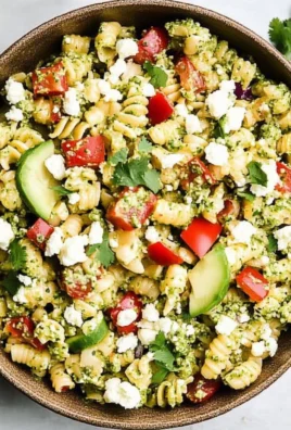 Street Corn Pasta Salad with Cilantro Pesto & Goat Cheese