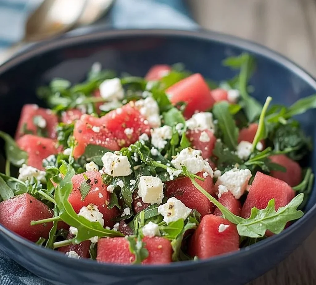 Watermelon Salad with Arugula, Feta, & Fresh Herbs