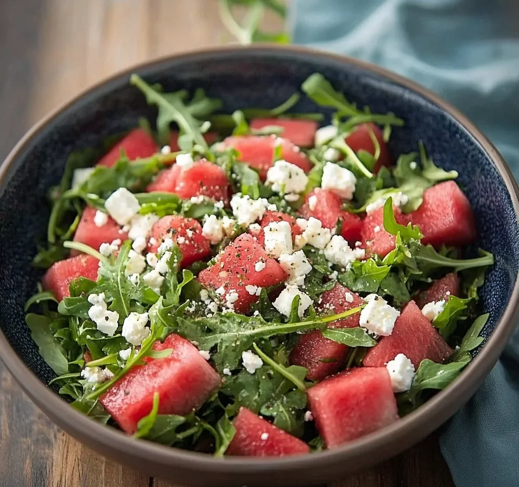 Watermelon Salad with Arugula, Feta, & Fresh Herbs