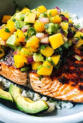 BBQ Salmon Bowls with Mango Avocado Salsa