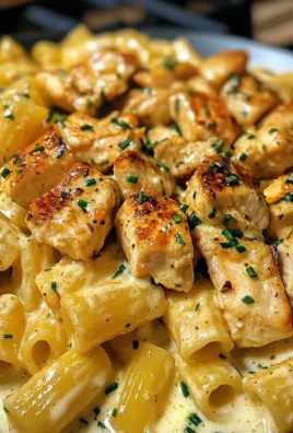 Cheddar Garlic Chicken Rigatoni in Parmesan Sauce
