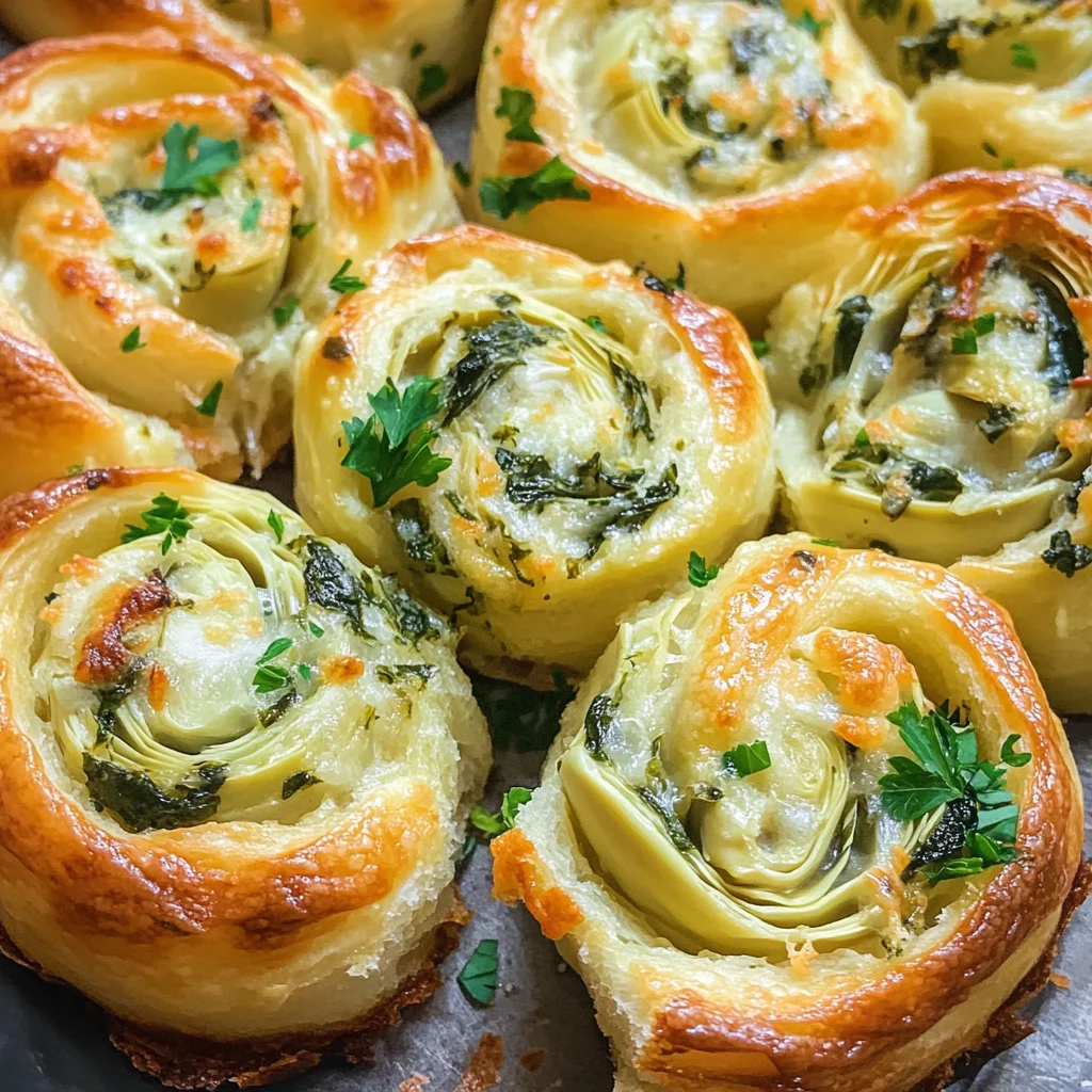 Cheesy Spinach and Artichoke Pinwheels