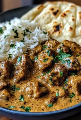 Coconut-Curry Braised Beef with Jasmine Rice & Garlic Naan