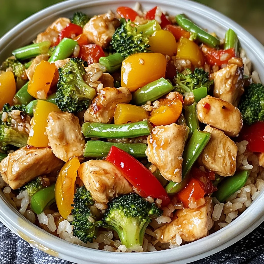 Colorful Chicken & Veggie Stir-Fry with Rice