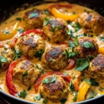 Creamy Bell Pepper Chicken Meatballs