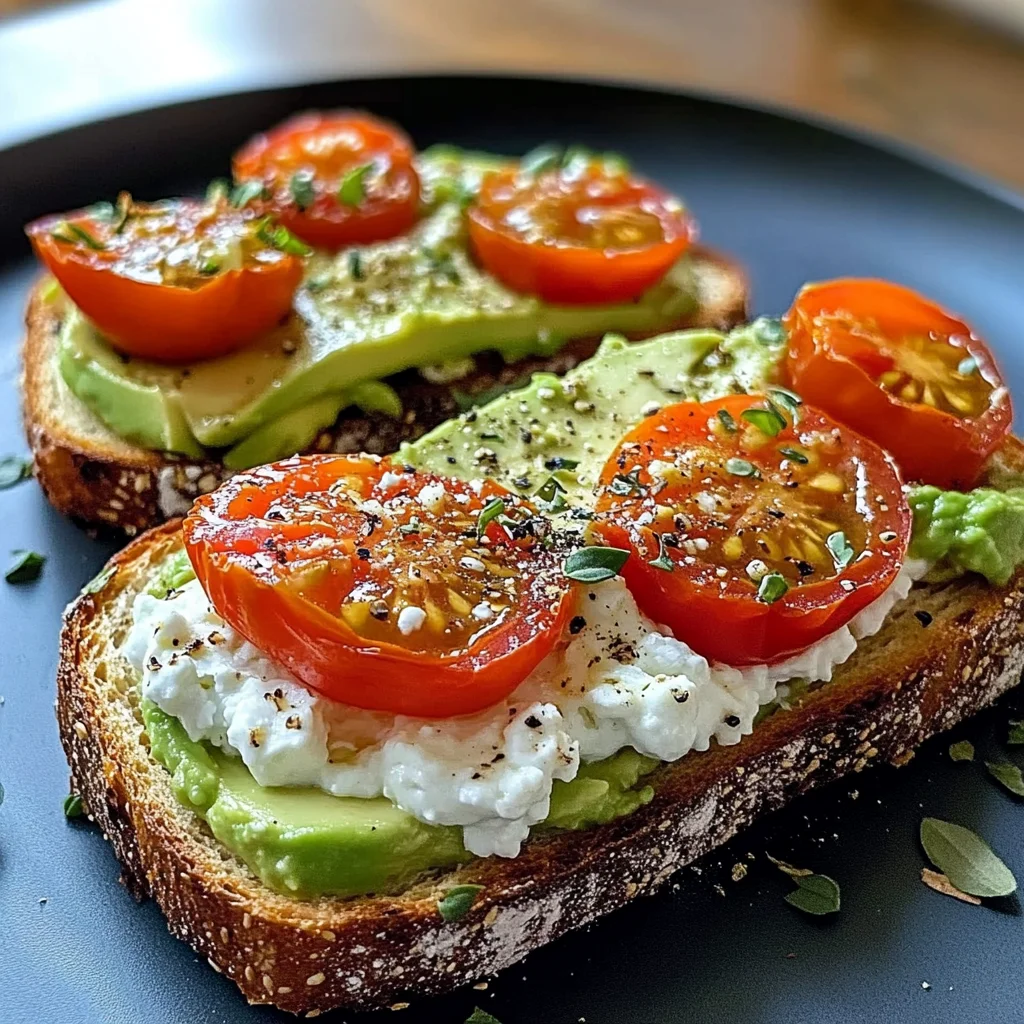 Creamy Tomato & Avocado Toast with Cottage Cheese