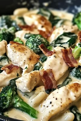 Decadent Garlic Butter Chicken Alfredo with Spinach, Bacon & Broccoli