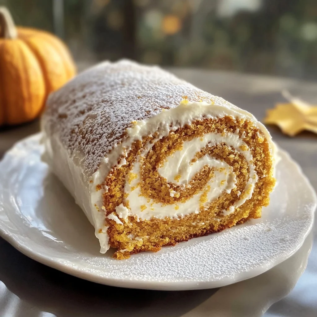 Fall Pumpkin Spice Roll Cake - theamazingfood