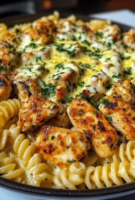 Garlic Butter Chicken Rotini with Melted Mozzarella