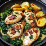 Garlic Butter Chicken Skillet with Bacon, Spinach, Broccoli & Potatoes