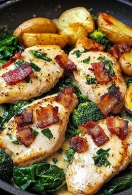 Garlic Butter Chicken Skillet with Bacon, Spinach, Broccoli & Potatoes