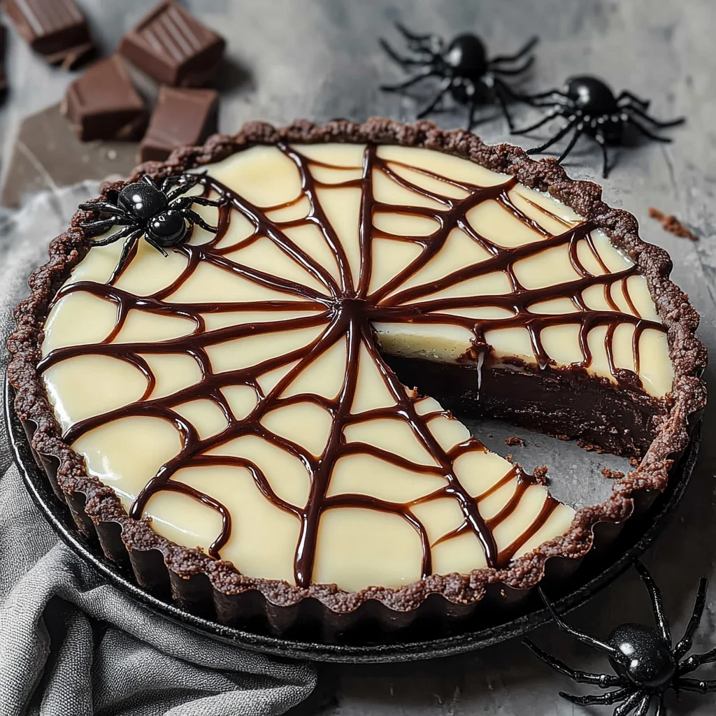 Halloween Chocolate Spiderweb Tart