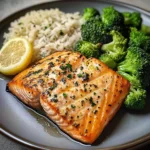 Lemon-Garlic Salmon with Broccoli & Herbed Rice