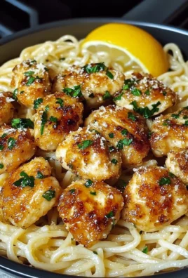 Lemon Garlic Butter Chicken Bites with Savory Parmesan Linguine