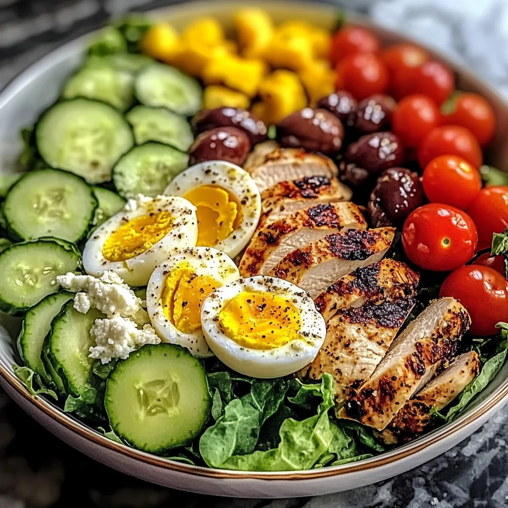 Mediterranean Power Salad with Grilled Chicken & Jammy Eggs