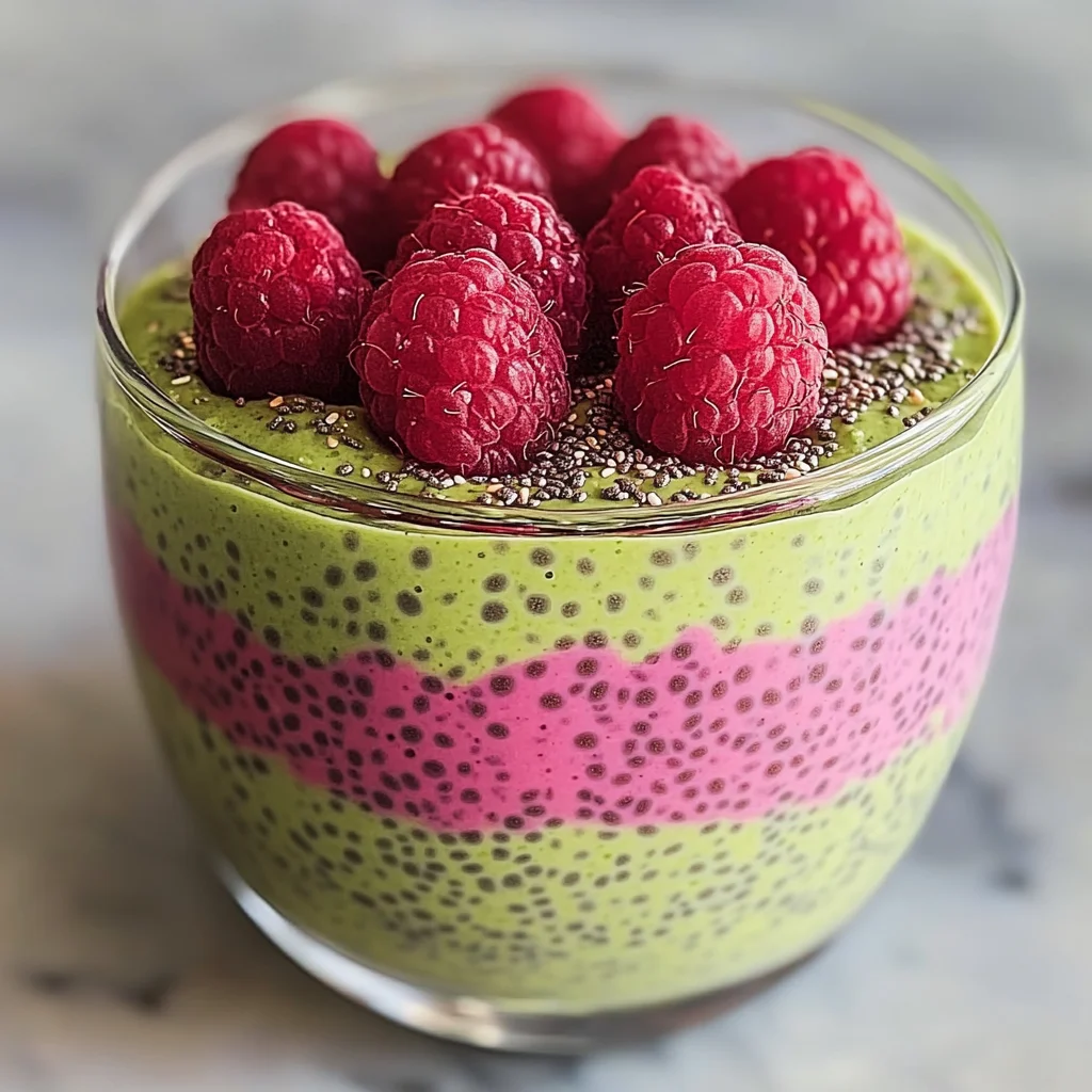 Raspberry Matcha Chia Pudding