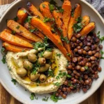 Roasted Carrots and Lentil Salad with Hummus