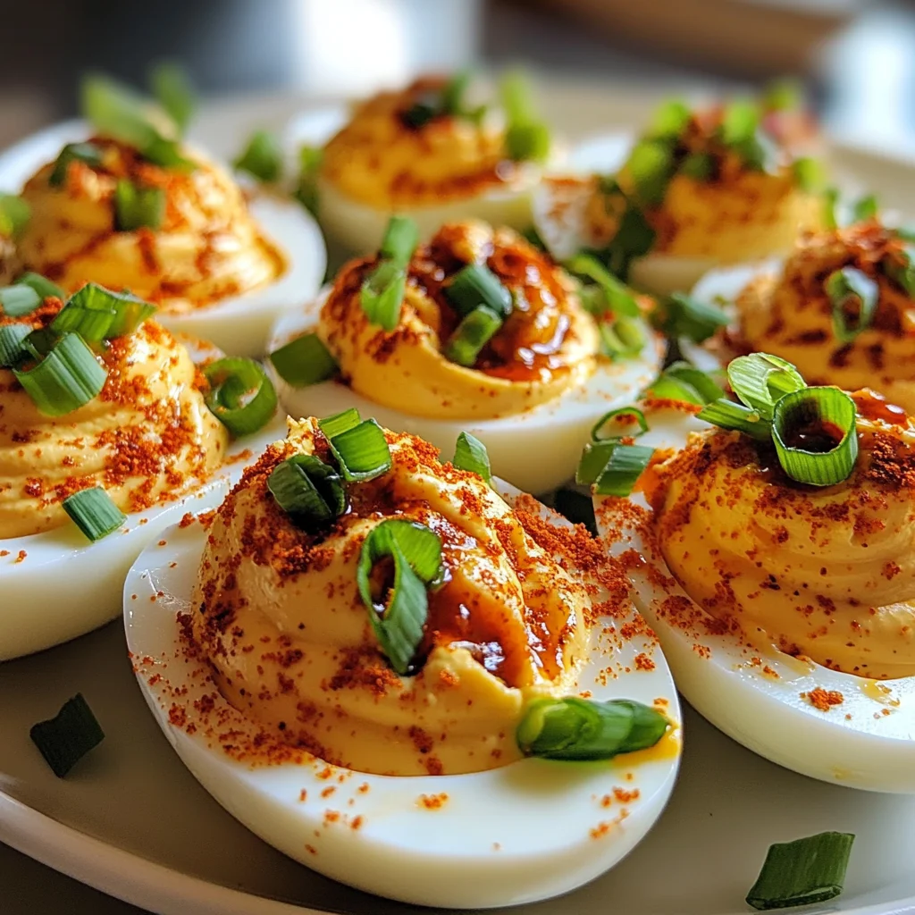 Spicy Chili Garlic Deviled Eggs