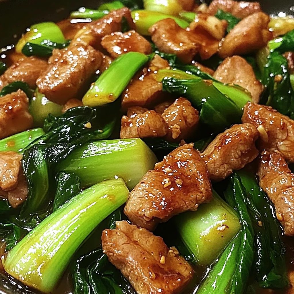 Stir-Fried Pork with Bok Choy in Garlic-Ginger Sauce