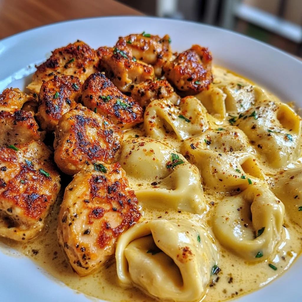 Velvety Cajun Chicken Tortellini with Three-Cheese Sauce