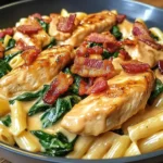 Zesty Honey BBQ Chicken Pasta with Creamy Bacon & Spinach