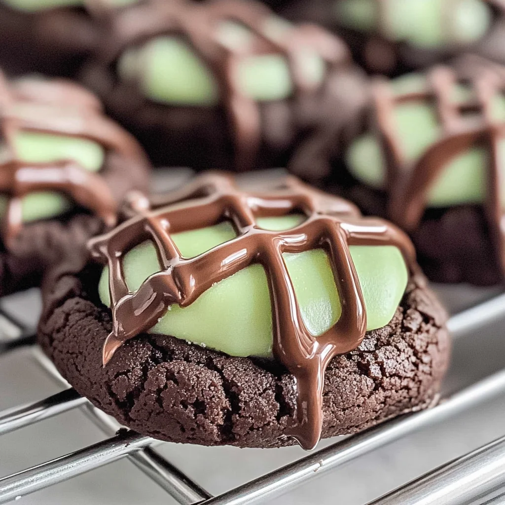 Chocolate Mint Thumbprint Cookies