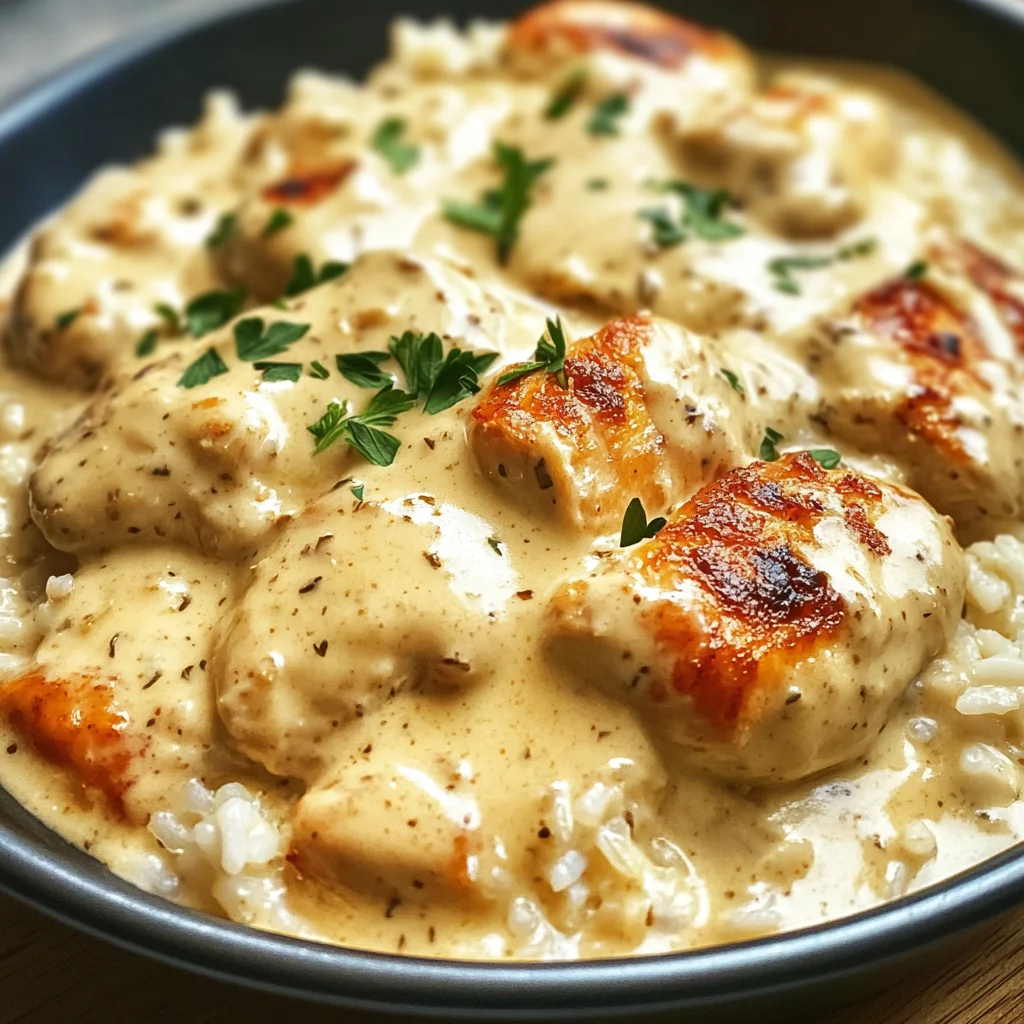 Creamy Smothered Chicken and Rice