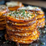 Crispy Parmesan Thyme Sweet Potato Stacks Recipe