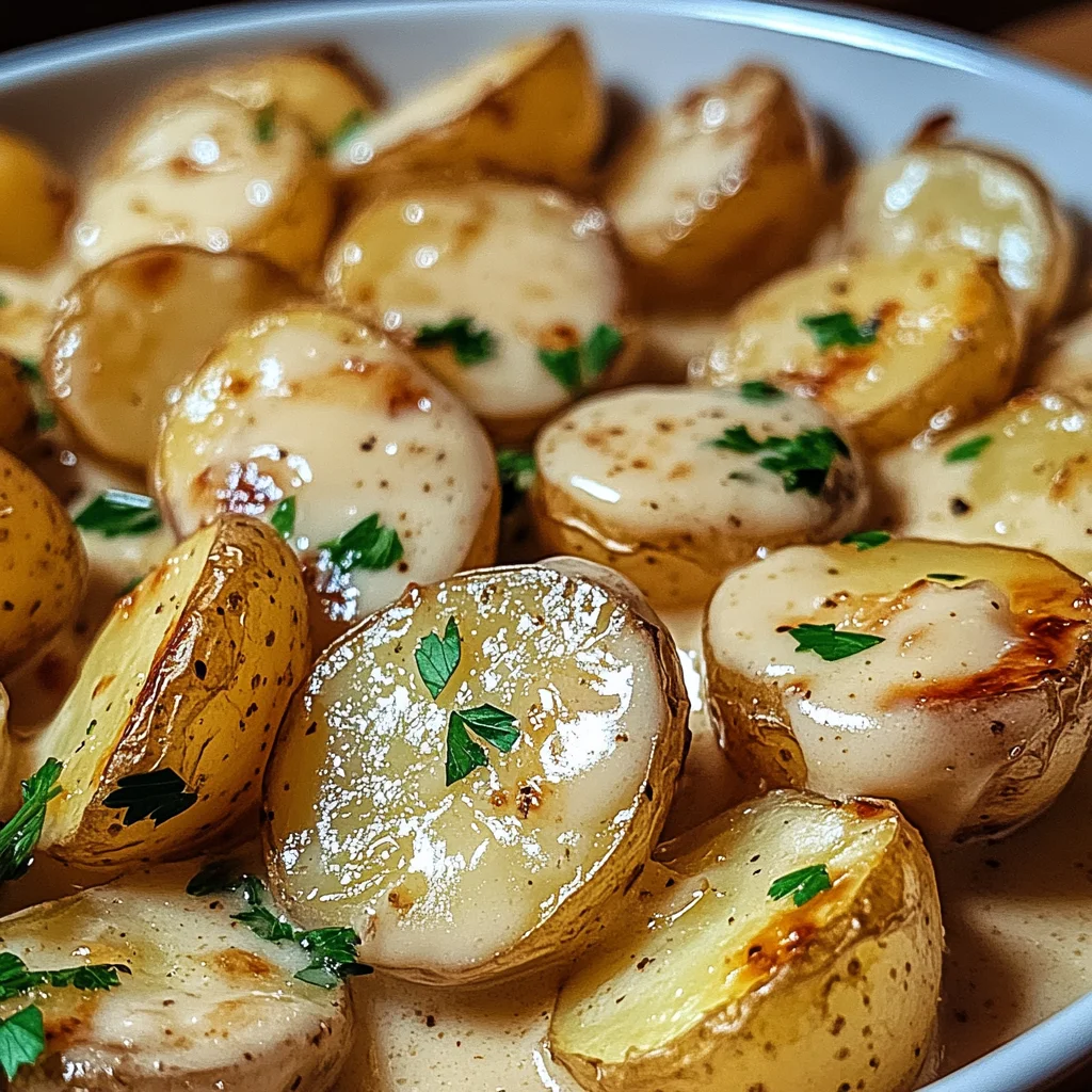 Easy Creamy Garlic Sauce Baby Potatoes Recipe